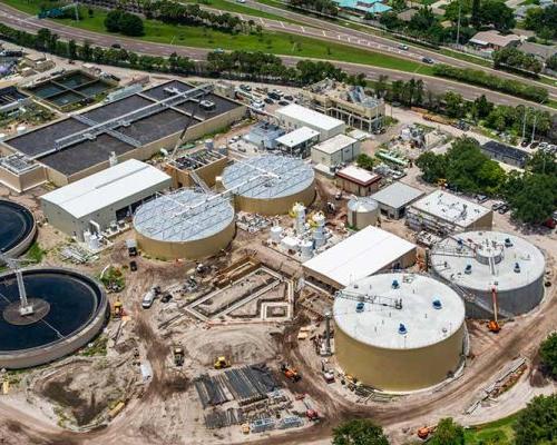 Aerial photo of Southwest Water Reclamation Facility while under construction